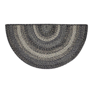 Sawyer Mill Black White Jute Half Circle Braided Rug w/ Pad 19.5